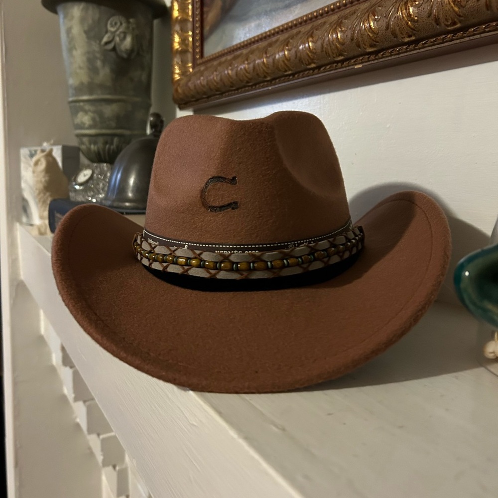 Brown Cowboy Hat with Branding and Removable Bands
